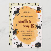 Donkere kat verjaardagsfeestje uitnodiging (Voorkant / Achterkant)