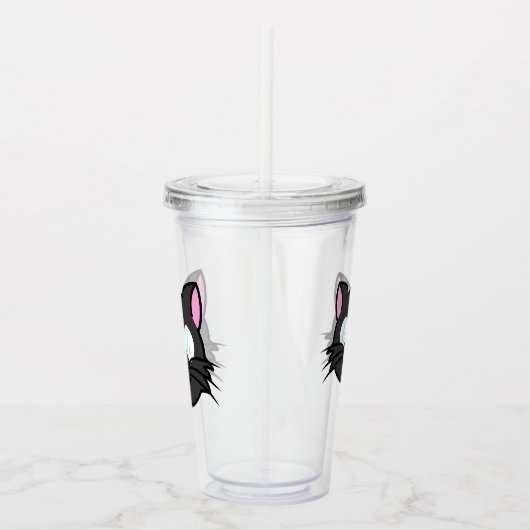 Donkere Kat Zwart Kat Grijs Kat Dragen Bril Acryl Drinkbeker (Rechts)