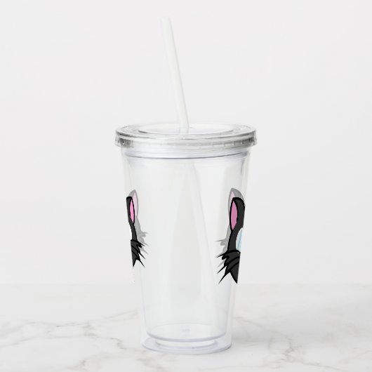 Donkere Kat Zwart Kat Grijs Kat Dragen Bril Acryl Drinkbeker (Links)