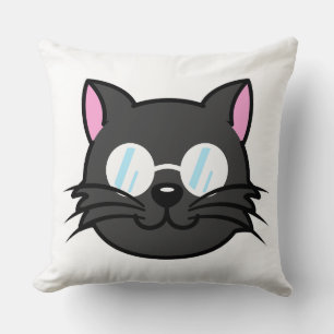 Donkere Kat Zwart Kat Grijs Kat Dragen Bril Kussen