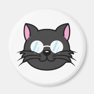Donkere Kat Zwart Kat Grijs Kat Dragen Bril Magneet