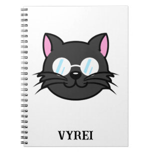 Donkere Kat Zwart Kat Grijs Kat Dragen Bril Notitieboek