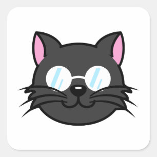 Donkere Kat Zwart Kat Grijs Kat Dragen Bril Vierkante Sticker