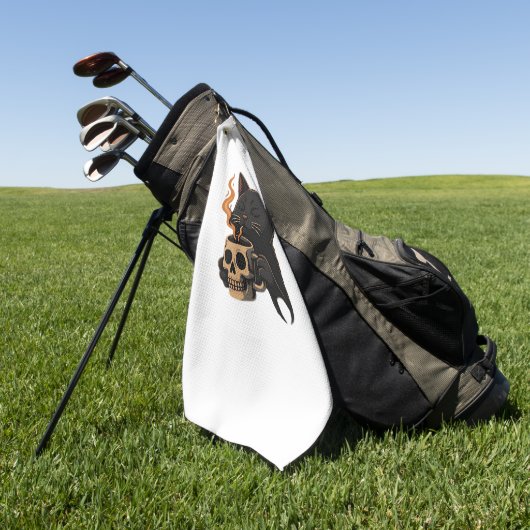 Donkere kattenkoffie met schedel Mok oversized T-s Golfhanddoek (Groen)