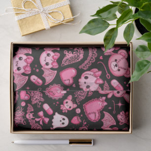 Donkere Kawaii Tissuepapier - Roze Goth Verpakking
