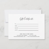 Donkere keh Licht Faux Gold Gift Certificate (Achterkant)