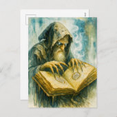 Donkere Keltische druïde met spellbook en klauwen Feestdagenkaart (Voorkant / Achterkant)