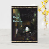 Donkere kerk en Raven Happy Haloween Kaart (Gele Bloem)