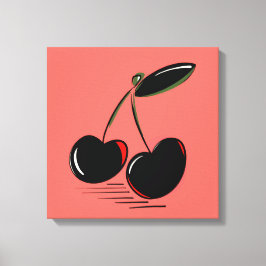 Donkere Kersen – Minimale Grafische Kunst Canvas Afdruk
