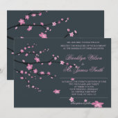 Donkere Kersenbloesem Trouw Uitnodiging (Voorkant / Achterkant)