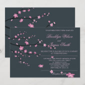 Donkere Kersenbloesem Trouw Uitnodigingen (Voorkant / Achterkant)