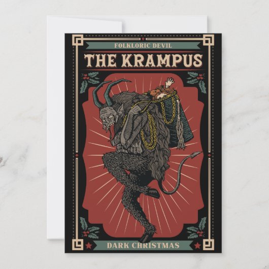 Donkere kerst Folkloric Devil Krampus Bag of Toys Feestdagenkaart (Voorkant)