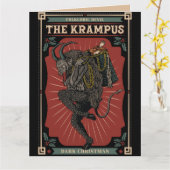 Donkere kerst Folkloric Devil Krampus Bag of Toys Kaart (Gele Bloem)
