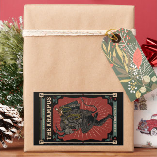 Donkere kerst Folkloric Devil Krampus Bag of Toys Rechthoekige Sticker