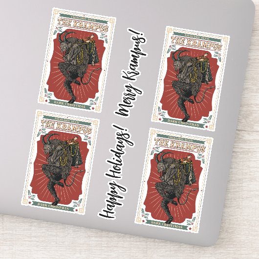Donkere kerst Folkloric Devil Krampus Bag of Toys Sticker (Detail)