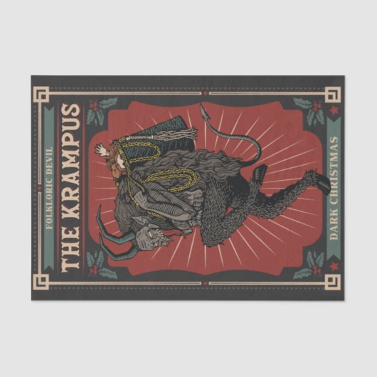 Donkere kerst Folkloric Devil Krampus Bag of Toys Tissuepapier (Voorkant)