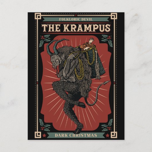 Donkere kerst Folkloric Devil Krampus Bag of Toys Uitnodiging Briefkaart (Voorkant)