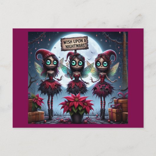 Donkere Kerst Pluim Feeën Feestdagenkaart (Voorkant)