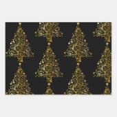 Donkere Kerst Yule Solstice Goud en Zwart 3 Inpakpapier Vel (Voorkant 2)