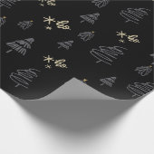 Donkere kerstjurk cadeaupapier (Hoek)