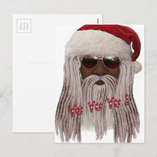 (Donkere) kerstman in Ontzetting - Jojo Yo! Feestdagenkaart (Voorkant / Achterkant)