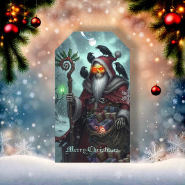Donkere Kerstman van Schaduwen – Gotische Kerst Sk Cadeaulabel