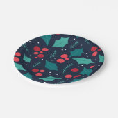 Donkere kerstmannetjes en bladpatroon papieren bordje (Gekanteld)