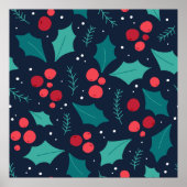 Donkere kerstmannetjes en bladpatroon poster (Voorkant)