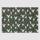 Donkere Kerstmis Vrede Duiven en Rode Mistletoe Tissuepapier (Voorkant)