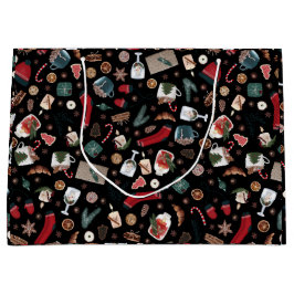 Donkere kerstpatronen groot cadeauzakje
