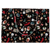 Donkere kerstpatronen groot cadeauzakje (Achterkant)