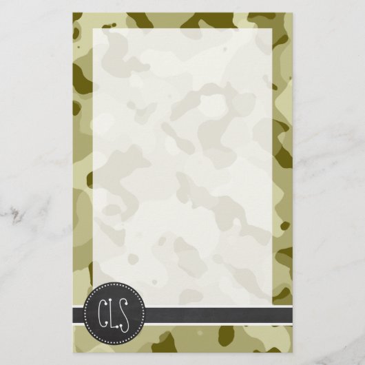 Donkere Khaki Camo; Retro Chalkboard look Briefpapier (Voorkant)