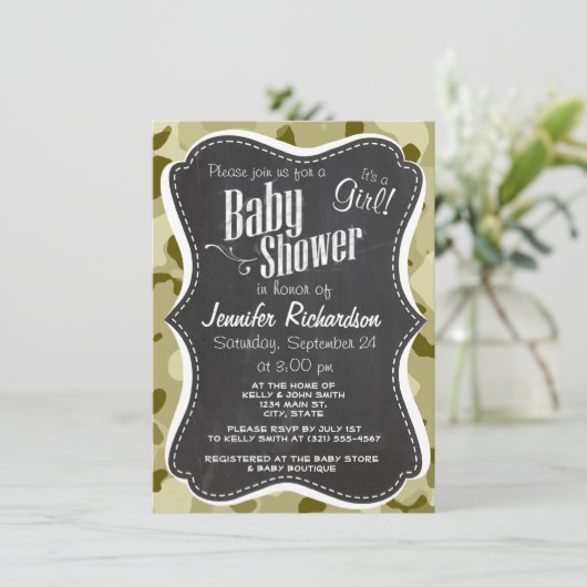 Donkere Khaki Camo; Retro Chalkboard look Kaart (Staand voorkant)