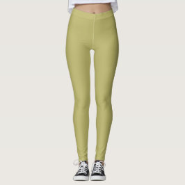 Donkere Khaki Kleur Effen Vlak Leggings