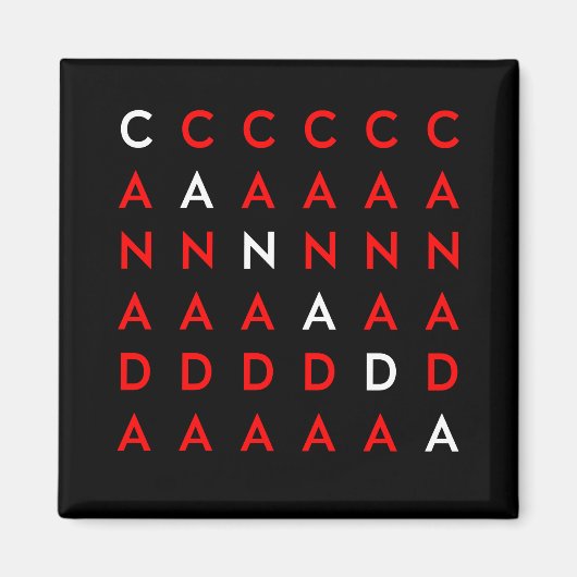 Donkere kleur Canada Crossword Puzzle Grid Magneet (Voorkant)