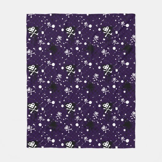 Donkere kleur Emo-patroon met verf Fleece Deken (Voorkant)