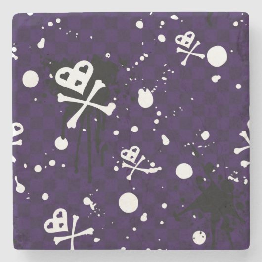 Donkere kleur Emo-patroon met verf Stenen Onderzetter (Voorkant)