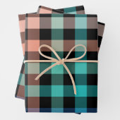 Donkere kleur Gingham Check Plaid Inpakpapier Vel (In situ)
