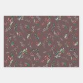Donkere Kleur Rustieke Foliage Vakantie Inpakpapier Vel (Voorkant)