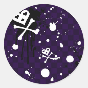 Donkere kleuren-emo-patroon met verf ronde sticker