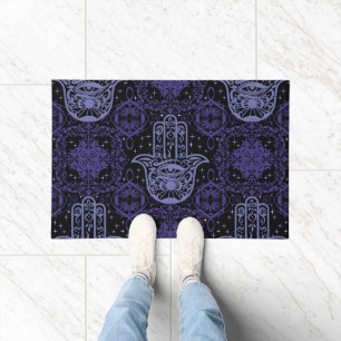 Donkere kleuren Hamsa Hand Good Fortune Mooi Deurmat