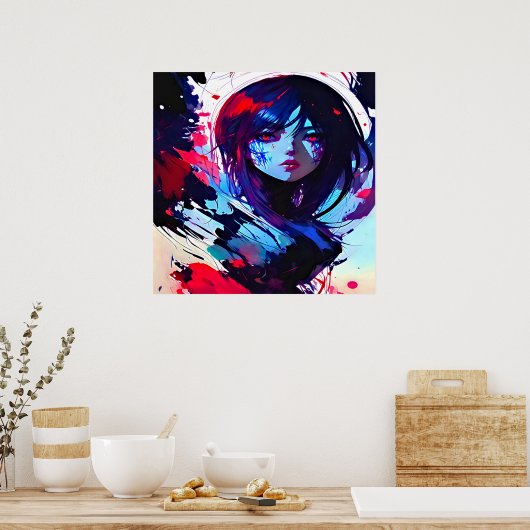 Donkere kleurenkunst poster (Keuken)