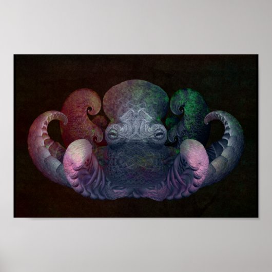 Donkere kleurrijke fractale octopus composietkunst poster (Voorkant)