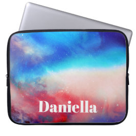 Donkere kleurrijke holografische hemel met aangepa laptop sleeve