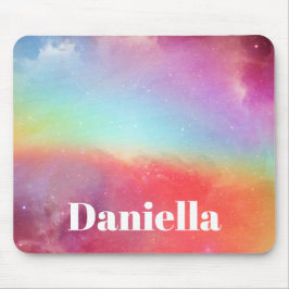Donkere kleurrijke holografische hemel met aangepa muismat