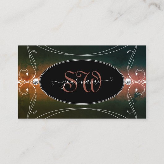 Donkere kleurrijke  mousserende diamanten Initiale Visitekaartje (Voorkant)