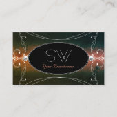 Donkere kleurrijke  mousserende diamanten monogram visitekaartje (Voorkant)