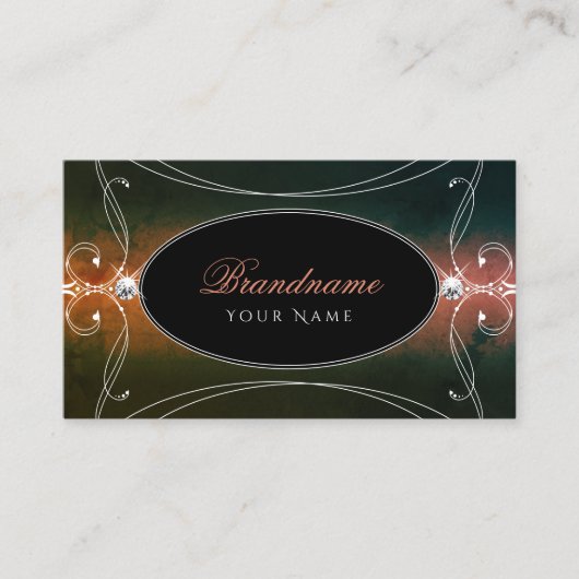Donkere kleurrijke  mousserende diamanten voor sie visitekaartje (Voorkant)