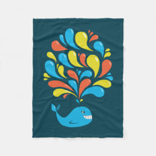 Donkere kleurrijke plastic Happy Cartoon walvis Fleece Deken