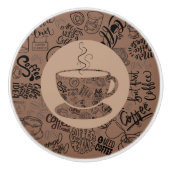 Donkere koffie keramische knop (Voorkant)